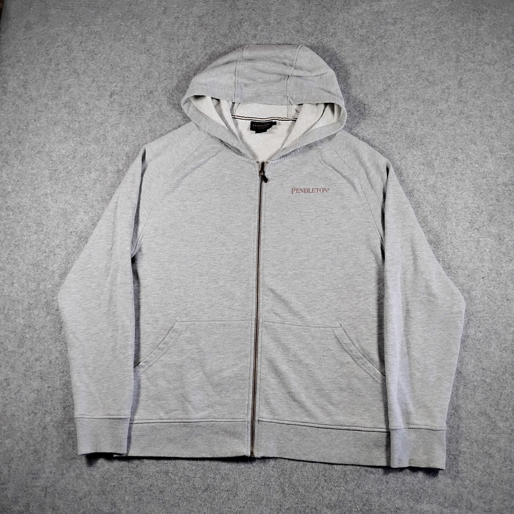 Pendleton Mens Gray Full Zip Hoodie‎ Graphic Back Print Sweatshirt Size M